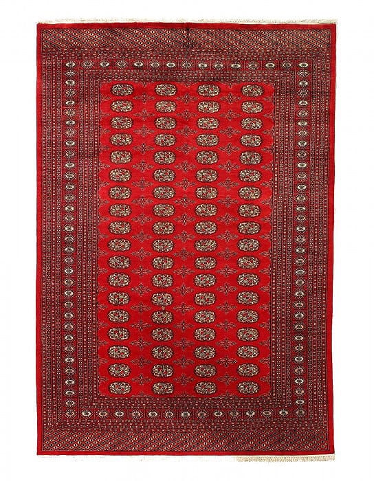 Red color Fine Hand Knotted Bokhara rug 5'7"X 7'8" (1 of 3)