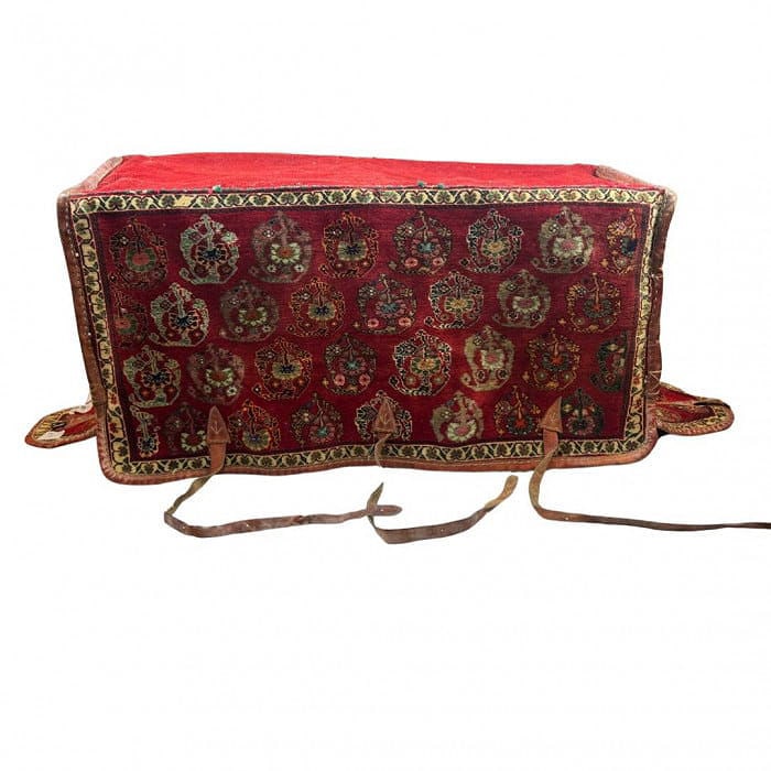 Antique Persian Farahan Mafrash Cargo Bag: Antique Persian Farahan Mafrash Cargo Bag - 1900, Farahan, Hand-Knotted, Lamb's Wool, 300 -D00816- 862.This item is part of our fine auction collection which includes many fine home accessories includ