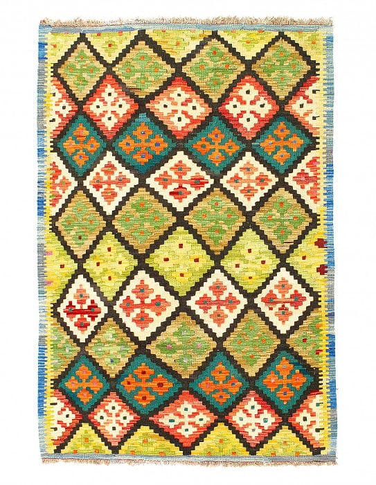 Reversible Kilim Flat Weave Wool On Wool Rug 3'4'' X 4'11'': Reversible Kilim Flat Weave Wool On Wool Rug 3'4'' X 4'11'' - New, Flat Weave, Hand-Knotted, Flat Weave, 300 -D14401- 862.This item is part of our fine auction collection which includes many fine home
