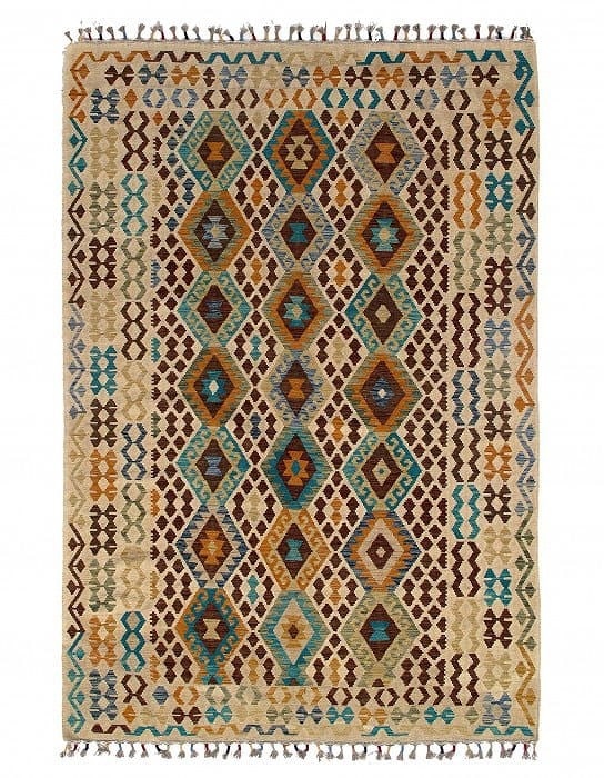 Multi color Flat weave kilim 6' 7''X 9' 7'': Multi color Flat weave kilim 6' 7''X 9' 7'' - New, Flat Weave, Hand-Knotted, Lamb's Wool, 300 -D09870- 862.This item is part of our fine auction collection which includes many fine home accessories