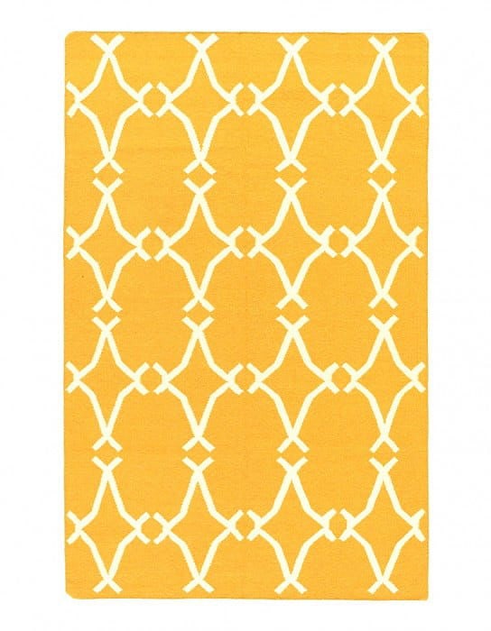 Gold color Modern Flat Weave 5' X 8': Gold color Modern Flat Weave 5' X 8' - New, Flat Weave, Hand-Knotted, Lamb's Wool, 300 -D05762- 862.This item is part of our fine auction collection which includes many fine home accessories