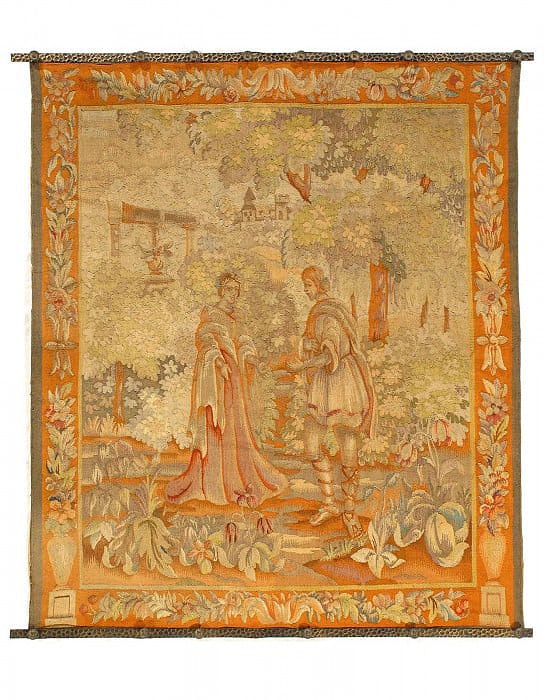 Fine Hand Knotted Antique Tapestery 4'7" X 5'6'': Fine Hand Knotted Antique Tapestery 4'7" X 5'6'' - Circa 1870, French, Hand-Woven, Lamb's Wool, 300 -D12603- 862.This item is part of our fine auction collection which includes many fine home accessor
