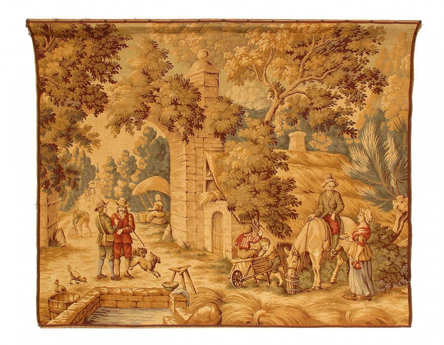 Fine Vintage Tapestery 5'2"X 6'3": Fine Vintage Tapestery 5'2"X 6'3" - CIRCA 1940, French, Handmade, Lamb's Wool, 300 -D14937- 862.This item is part of our fine auction collection which includes many fine home accessories including ant