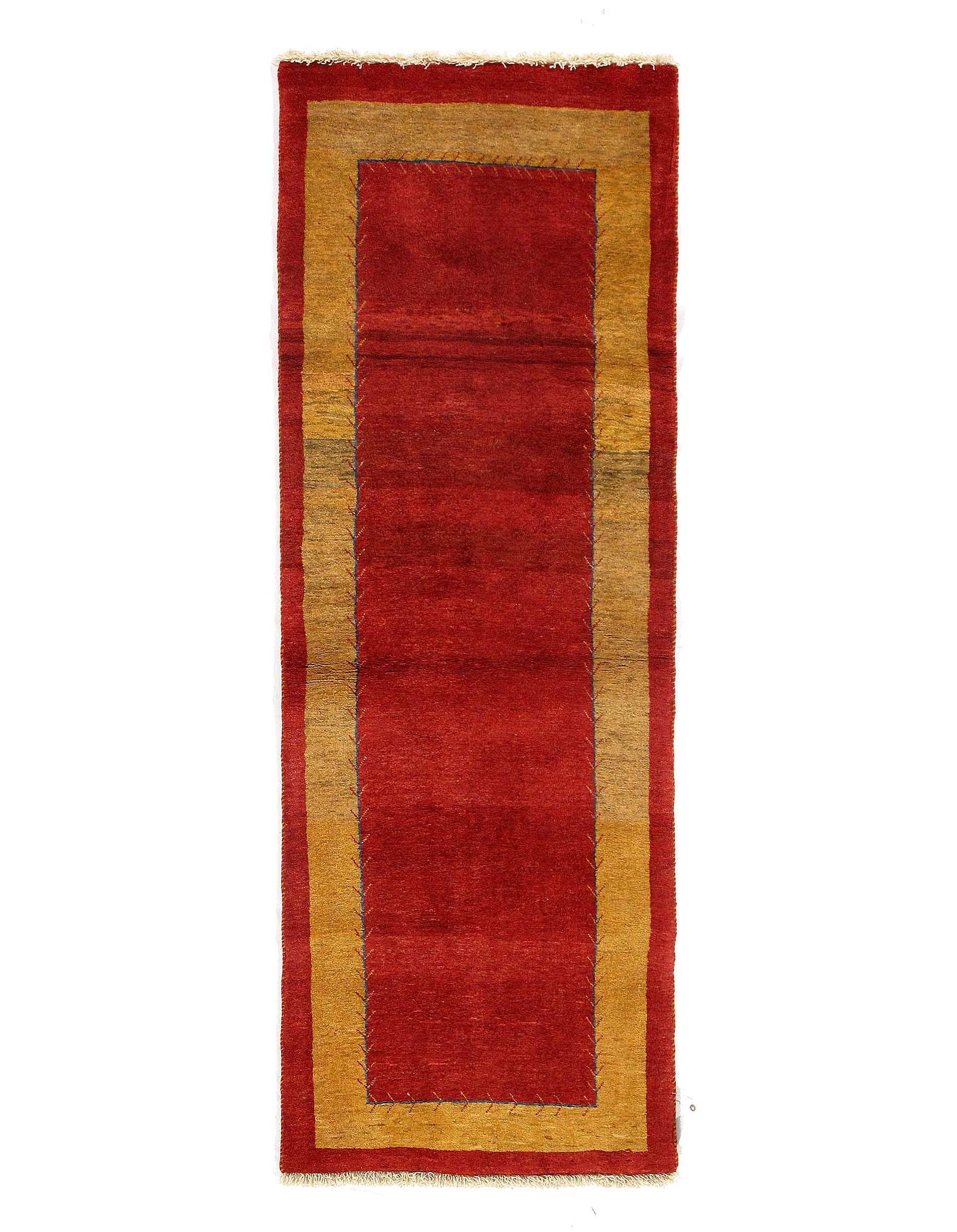 Rust Genuine Persian Gabbeh 2'5" X 7': Rust Genuine Persian Gabbeh 2'5" X 7' - New, Gabbeh, Hand-Knotted, Wool on Wool, 300 -D09218- 862.This item is part of our fine auction collection which includes many fine home accessories including