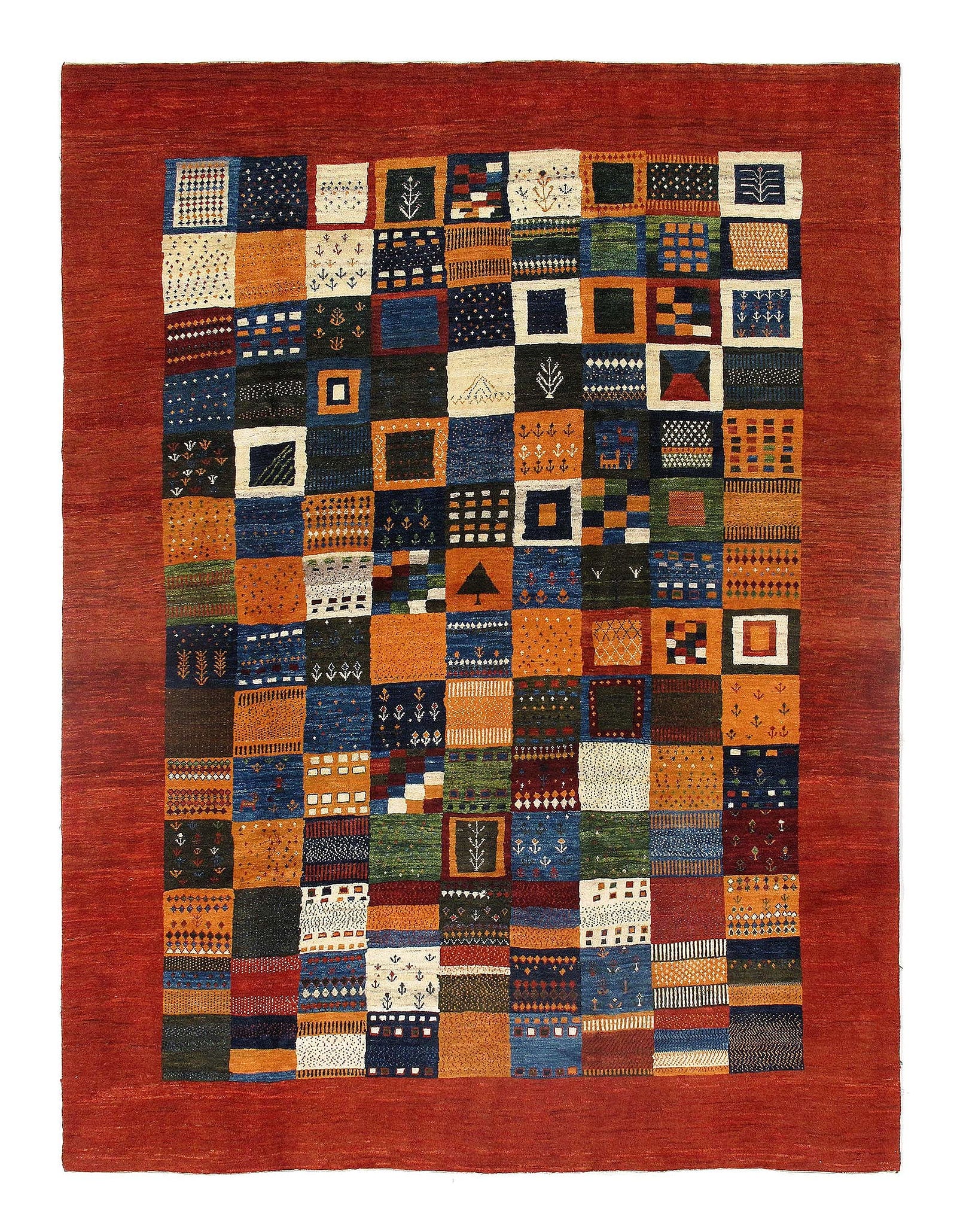 Multi color Genuine Persian Gabbeh 8'2" X 10'5": Multi color Genuine Persian Gabbeh 8'2" X 10'5" - New, Gabbeh, Hand-Knotted, Lamb's Wool, 300 -D09237- 862.This item is part of our fine auction collection which includes many fine home accessories in