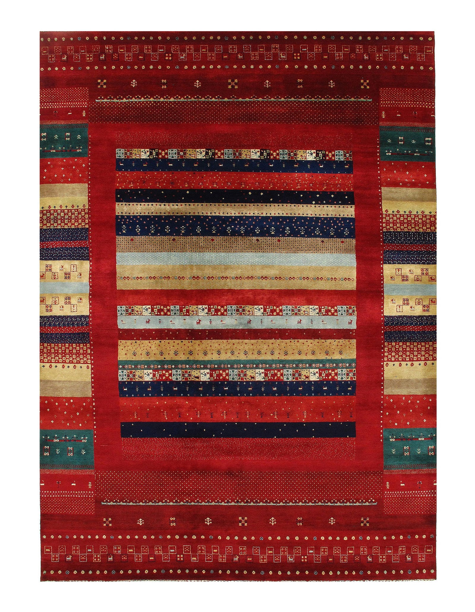 Multi Color Persian Hand knotted Gabbeh Design 9' X 12': Multi Color Persian Hand knotted Gabbeh Design 9' X 12' - New, Gabbeh, Hand-Knotted, Lamb's Wool, 300 -D10998- 862.This item is part of our fine auction collection which includes many fine home access