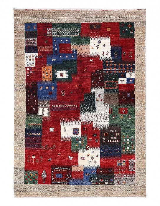 Fine Hand knotted Persian Gabbeh 3'5'' X 4'11'': Fine Hand knotted Persian Gabbeh 3'5'' X 4'11'' - New, Gabbeh, Hand-Knotted, Lamb's Wool, 300 -D13901- 862.This item is part of our fine auction collection which includes many fine home accessories in