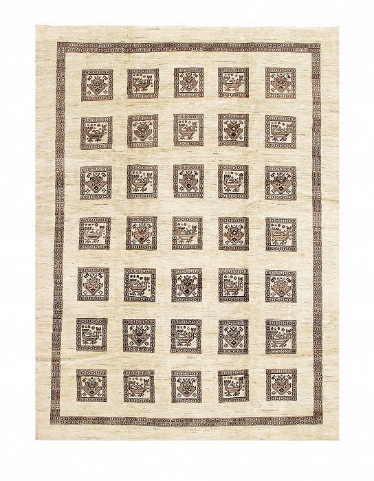 Ivory Persian Gabbeh 8'3" X 11'2": Ivory Persian Gabbeh 8'3" X 11'2" - New, Gabbeh, Hand-Knotted, Lamb's Wool, 300 -D09189- 862.This item is part of our fine auction collection which includes many fine home accessories including antiqu