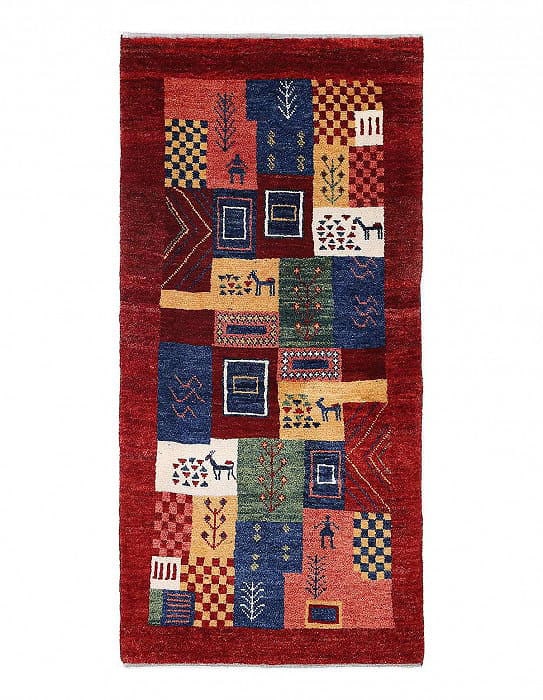 Multi color fine hand knotted Persian Gabbeh 2'5'' X 5'2'': Multi color fine hand knotted Persian Gabbeh 2'5'' X 5'2'' - New, Gabbeh, Hand-Knotted, Lamb's Wool, 300 -D13926- 862.This item is part of our fine auction collection which includes many fine home acc