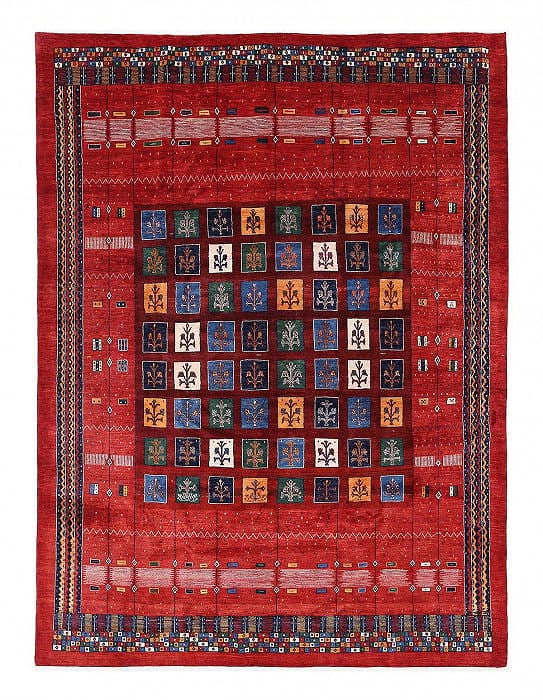 Red Color Fine Hand knotted Persian Gabbeh 10'1" x 13'9": Red Color Fine Hand knotted Persian Gabbeh 10'1" x 13'9" - New, Gabbeh, Hand-Knotted, Lamb's Wool, 300 -D13960- 862.This item is part of our fine auction collection which includes many fine home acces