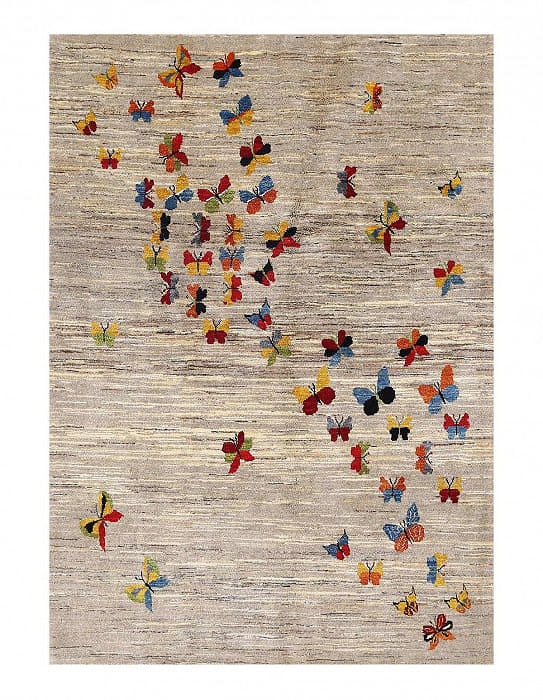 Fine Hand Knotted Persian silk & wool gabbeh 5'5" x 7'10": Fine Hand Knotted Persian silk & wool gabbeh 5'5" x 7'10" - New, Gabbeh, Hand-Knotted, Lamb's Wool, 300 -D13961- 862.This item is part of our fine auction collection which includes many fine home acce
