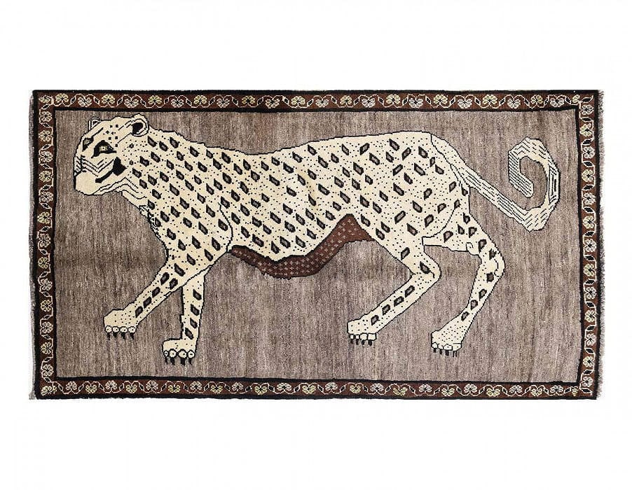Animal Pictorial Cheetah Hand Knotted Rug 3'4"X 6'5": Animal Pictorial Cheetah Hand Knotted Rug 3'4"X 6'5" - NEW, Gabbeh, Hand-Knotted, Lamb's Wool, 300 -D13686- 862.This item is part of our fine auction collection which includes many fine home accessori
