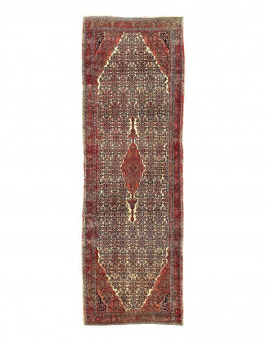 Ivory Fine Hand Knotted Persian Antique Hamdan Runner 5'6'' X 17'8'': Ivory Fine Hand Knotted Persian Antique Hamdan Runner 5'6'' X 17'8'' - Circa 1920, Hamadan, Hand-Knotted, Lamb's Wool, 300 -D11654- 862.This item is part of our fine auction collection which includes 