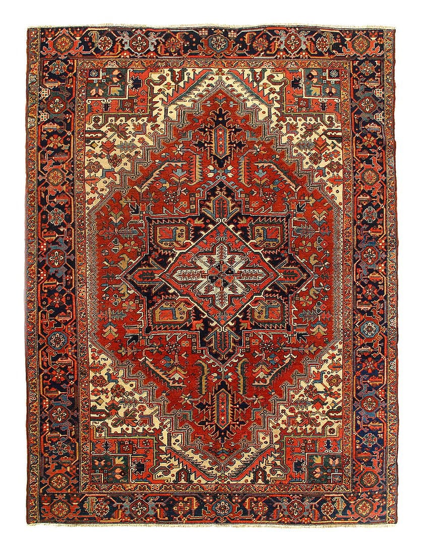 Rust Persian Antique Heriz Rug 8'X 10'7": Rust Persian Antique Heriz Rug 8'X 10'7" - CIRCA 1920, Heriz, Hand-Knotted, Lamb's Wool, 300 -D11754- 862.This item is part of our fine auction collection which includes many fine home accessories inc