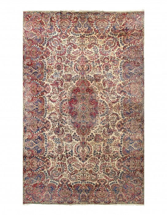 Ivory Antique Persian Kerman 11'2' X 18'6": Ivory Antique Persian Kerman 11'2' X 18'6" - Circa 1920, Kerman Arjomand, Hand-Knotted, Lamb's Wool, 300 -D07696- 862.This item is part of our fine auction collection which includes many fine home acc