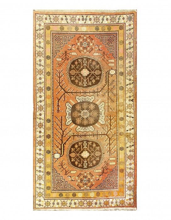 Rust Antique Khotan 5'6'' X 10'5'': Rust Antique Khotan 5'6'' X 10'5'' - Early 20th Century, Khotan, Hand-Knotted, Lamb's Wool, 300 -D11299- 862.This item is part of our fine auction collection which includes many fine home accessories 