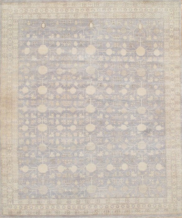 Gray Khotan Design Rug 8' X 10': Gray Khotan Design Rug 8' X 10' - New, Khotan, Hand-Knotted, Lamb's Wool, 300 -D05607- 862.This item is part of our fine auction collection which includes many fine home accessories including antique 
