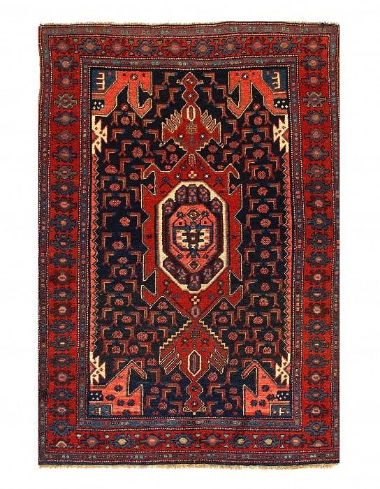 Navy Blue Fine hand Knotted Vintage Kurdish Rug 3'11'' X 6': Navy Blue Fine hand Knotted Vintage Kurdish Rug 3'11'' X 6' - Circa 1950, Kurd, Hand-Knotted, Lamb's Wool, 300 -D07200- 862.This item is part of our fine auction collection which includes many fine ho