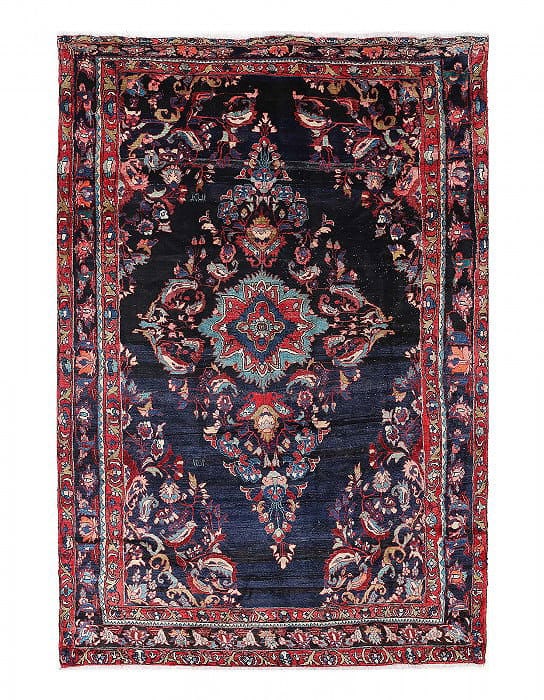 Navy blue Fine Hand knotted Persian Vintage Lilian 7'4'' X 11'3'': Navy blue Fine Hand knotted Persian Vintage Lilian 7'4'' X 11'3'' - 1940, Lilian Saruk, Hand-Knotted, Lamb's Wool, 300 -D14055- 862.This item is part of our fine auction collection which includes many