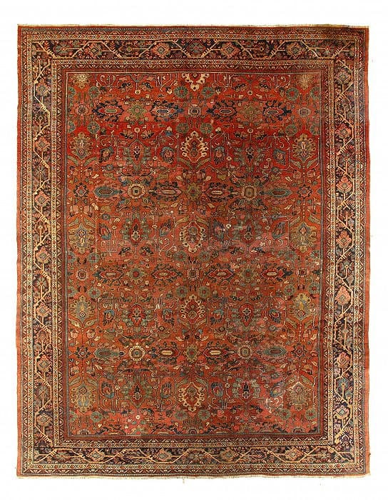 Rust Color Persian Antique Mahal 10'5'' X 13'3'': Rust Color Persian Antique Mahal 10'5'' X 13'3'' - Circa 1920, Mahal, Hand-Knotted, Lamb's Wool, 300 -D03333- 862.This item is part of our fine auction collection which includes many fine home accesso