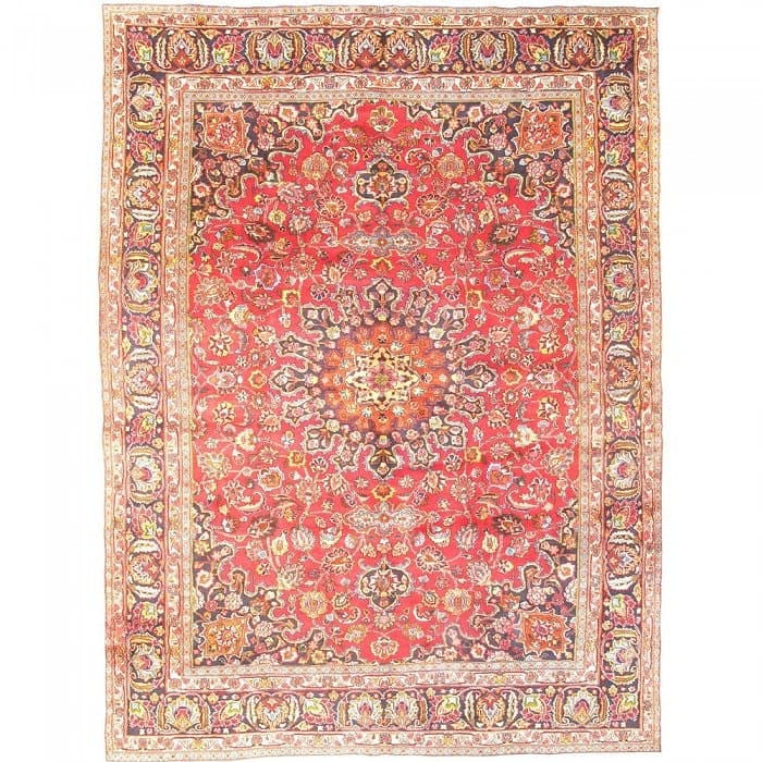 Original Persian Mashad Hand-Knotted Rug - 9'3" x 12'8": Original Persian Mashad Hand-Knotted Rug - 9'3" x 12'8" - Circa 1970, Mashhad, Hand-Knotted, Lamb's Wool, 300 -D07645- 862.This item is part of our fine auction collection which includes many fine