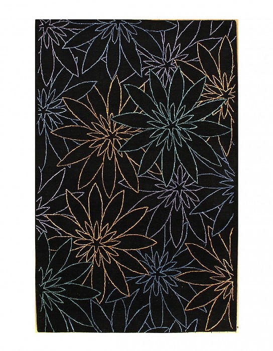 Black Modern Rug 5' X 8': Black Modern Rug 5' X 8' - New, Modern, Hand-Loomed, Lamb's Wool, 300 -D03866- 862.This item is part of our fine auction collection which includes many fine home accessories including antique rugs, vi