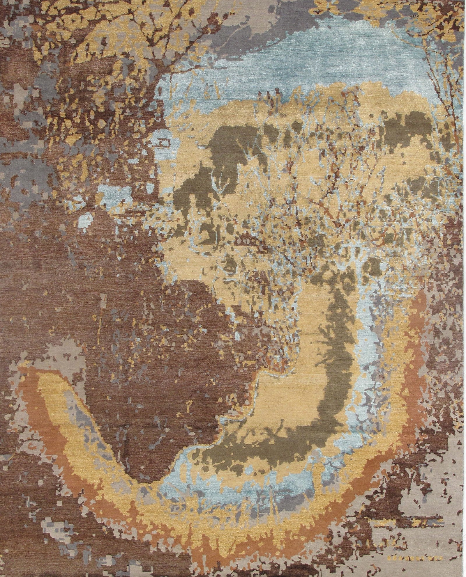 Multi color Indian Modern 8' x 10': Multi color Indian Modern 8' x 10' - New, Modern, Hand-Knotted, Wool & Silk, 300 -D09995- 862.This item is part of our fine auction collection which includes many fine home accessories including