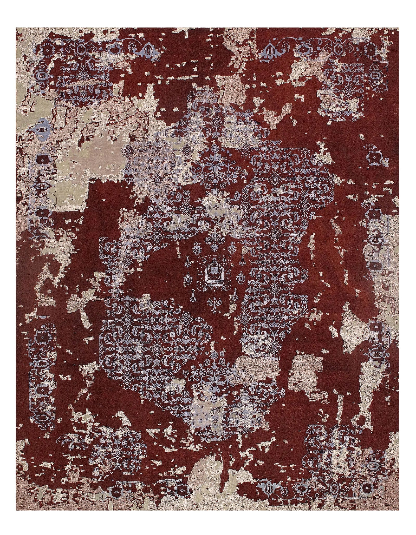Red Modern Rug silk & wool 8'x10': Red Modern Rug silk & wool 8'x10' - New, Modern, Hand-Knotted, Wool & Silk, 300 -D08882- 862.This item is part of our fine auction collection which includes many fine home accessories including antiqu