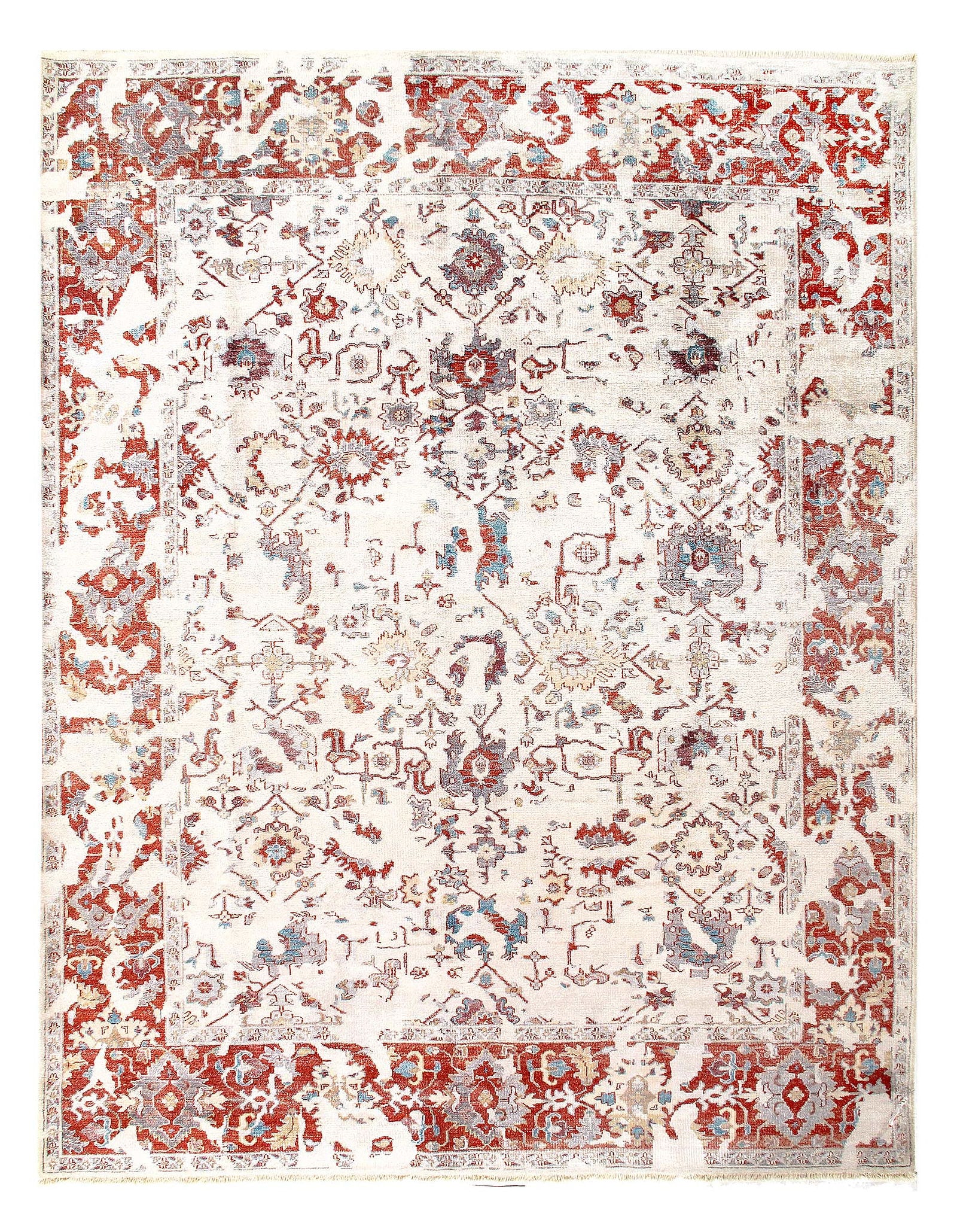 Ivory Broken Design Rug 9'.3'' x 12'.0: Ivory Broken Design Rug 9'.3'' x 12'.0 - New, Modern, Hand-Knotted, Wool & Silk, 300 -D08371- 862.This item is part of our fine auction collection which includes many fine home accessories including a