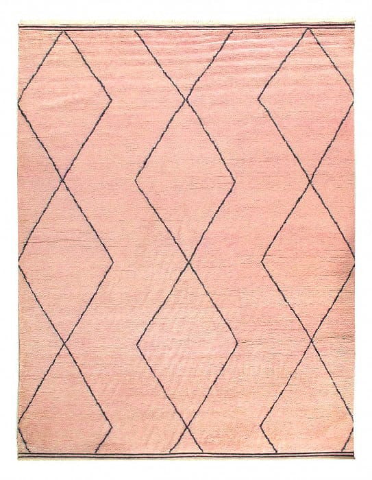 Pink Color Fine Hand knotted Moroccon Rug 9'6'' X 12': Pink Color Fine Hand knotted Moroccon Rug 9'6'' X 12' - New, Moroccan, Hand-Knotted, Lamb's Wool, 300 -D14387- 862.This item is part of our fine auction collection which includes many fine home access