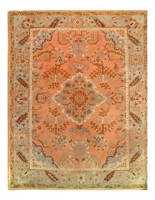 Salmon Turkish Oushak 8'8" X 11'4": Salmon Turkish Oushak 8'8" X 11'4" - Circa 1880, Oushak, Hand-Knotted, Wool on Cotton, 300 -D08811- 862.This item is part of our fine auction collection which includes many fine home accessories inclu