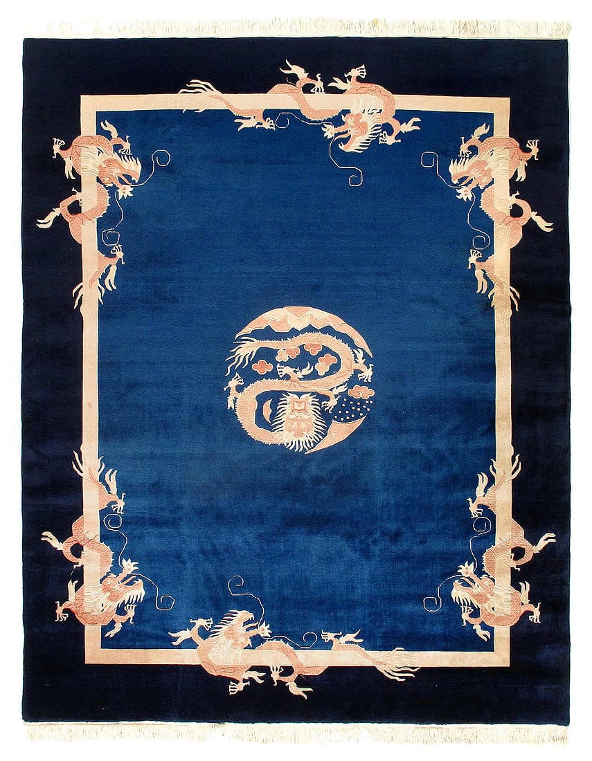 Blue Color Chinese Vintage peking rug 7'11'' X 10': Blue Color Chinese Vintage peking rug 7'11'' X 10' - Circa 1920, Peking, Hand-Knotted, Lamb's Wool, 300 -D15249- 862.This item is part of our fine auction collection which includes many fine home acce