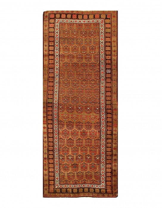 L .Brown Antique Sarab Runner 3' 5'' X 8' 10'': L .Brown Antique Sarab Runner 3' 5'' X 8' 10'' - Circa 1900, Sarab, Hand-Knotted, Lamb's Wool, 300 -D04587- 862.This item is part of our fine auction collection which includes many fine home accessori