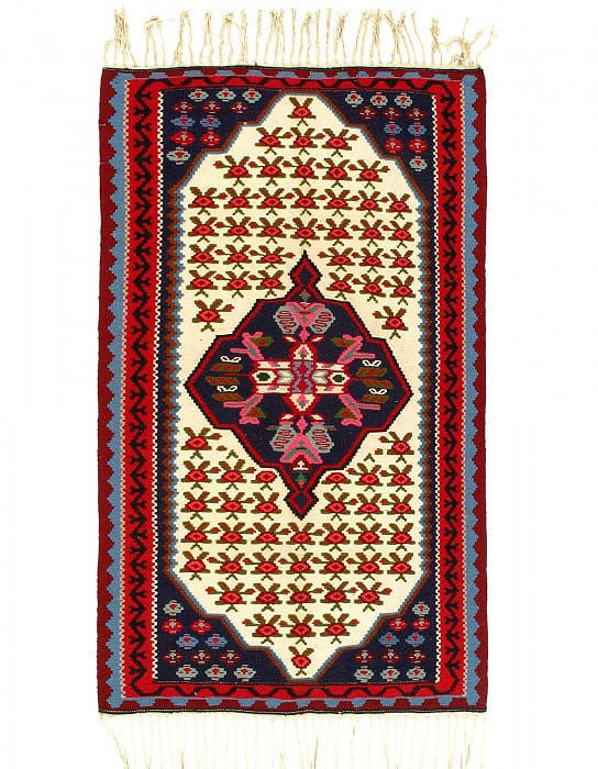 Vintage Multi color Fine Hand woven Kilim Sneh Rug 3'7"x 6'2": Vintage Multi color Fine Hand woven Kilim Sneh Rug 3'7"x 6'2" - circa 1980, Seneh Klim, Hand-Woven, Lamb's Wool, 300 -51663- 862.This item is part of our fine auction collection which includes many fi