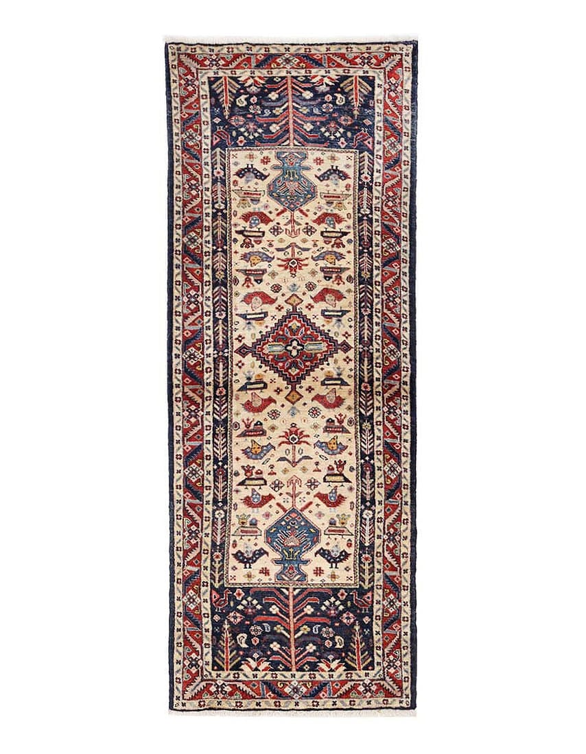 Ivory Color Hand knotted Persian shiraz runner 2' X 6': Ivory Color Hand knotted Persian shiraz runner 2' X 6' - New, Shiraz, Hand-Knotted, Lamb's Wool, 300 -D13495- 862.This item is part of our fine auction collection which includes many fine home accesso
