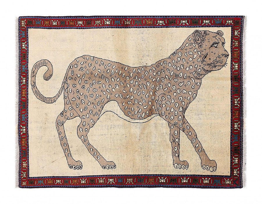 Fine Hand Knotted Cheetah Design Persian Shiraz Rug 3'9'' X 5'3'': Fine Hand Knotted Cheetah Design Persian Shiraz Rug 3'9'' X 5'3'' - New, Shiraz, Hand-Knotted, Lamb's Wool, 300 -D13444- 862.This item is part of our fine auction collection which includes many fine h
