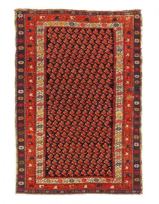 Navy Blue Persian Antique Shirvan 3'11'' X 5'6'': Navy Blue Persian Antique Shirvan 3'11'' X 5'6'' - 1900, Shirvan, Hand-Knotted, Lamb's Wool, 300 -D12103- 862.This item is part of our fine auction collection which includes many fine home accessories