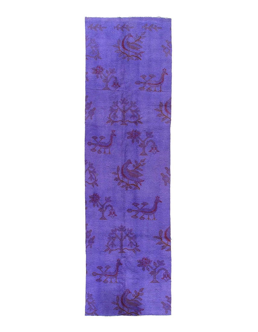 Fine Hand Knotted overdye runner 3'1'' X 10'6'': Fine Hand Knotted overdye runner 3'1'' X 10'6'' - Circa 1970, Spanish Savonnerie, Hand-Knotted, Lamb's Wool, 300 -D12125- 862.This item is part of our fine auction collection which includes many fine 