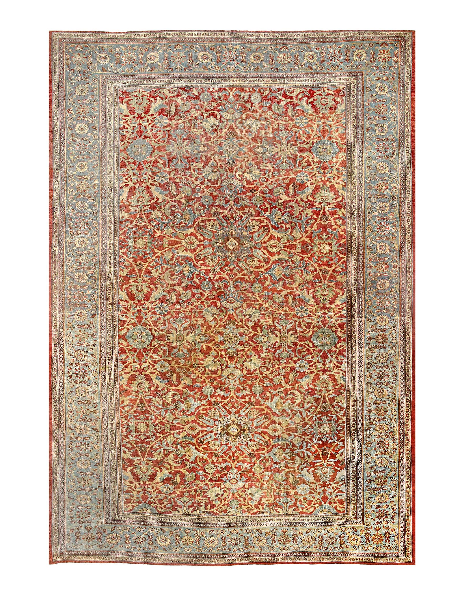 Rust Antique Persian Sultanabad 12' X 18'2": Rust Antique Persian Sultanabad 12' X 18'2" - Circa 1880, Sultanabad, Hand-Knotted, Lamb's Wool, 300 -D05376- 862.This item is part of our fine auction collection which includes many fine home accesso