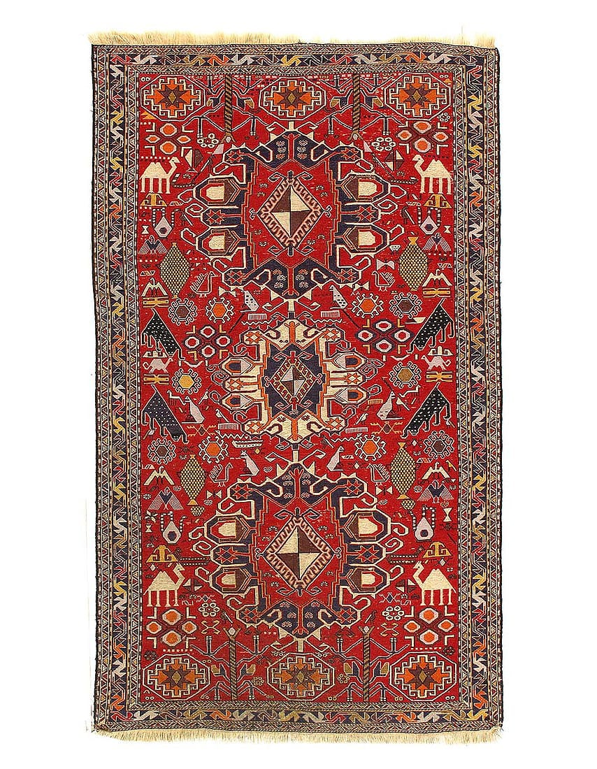 Vintage Persian Sumak Rug 3'9x 6'2': Vintage Persian Sumak Rug 3'9x 6'2' - CIRCA 1960, Sumak, Hand-Woven, Lamb's Wool, 300 -D14472- 862.This item is part of our fine auction collection which includes many fine home accessories including