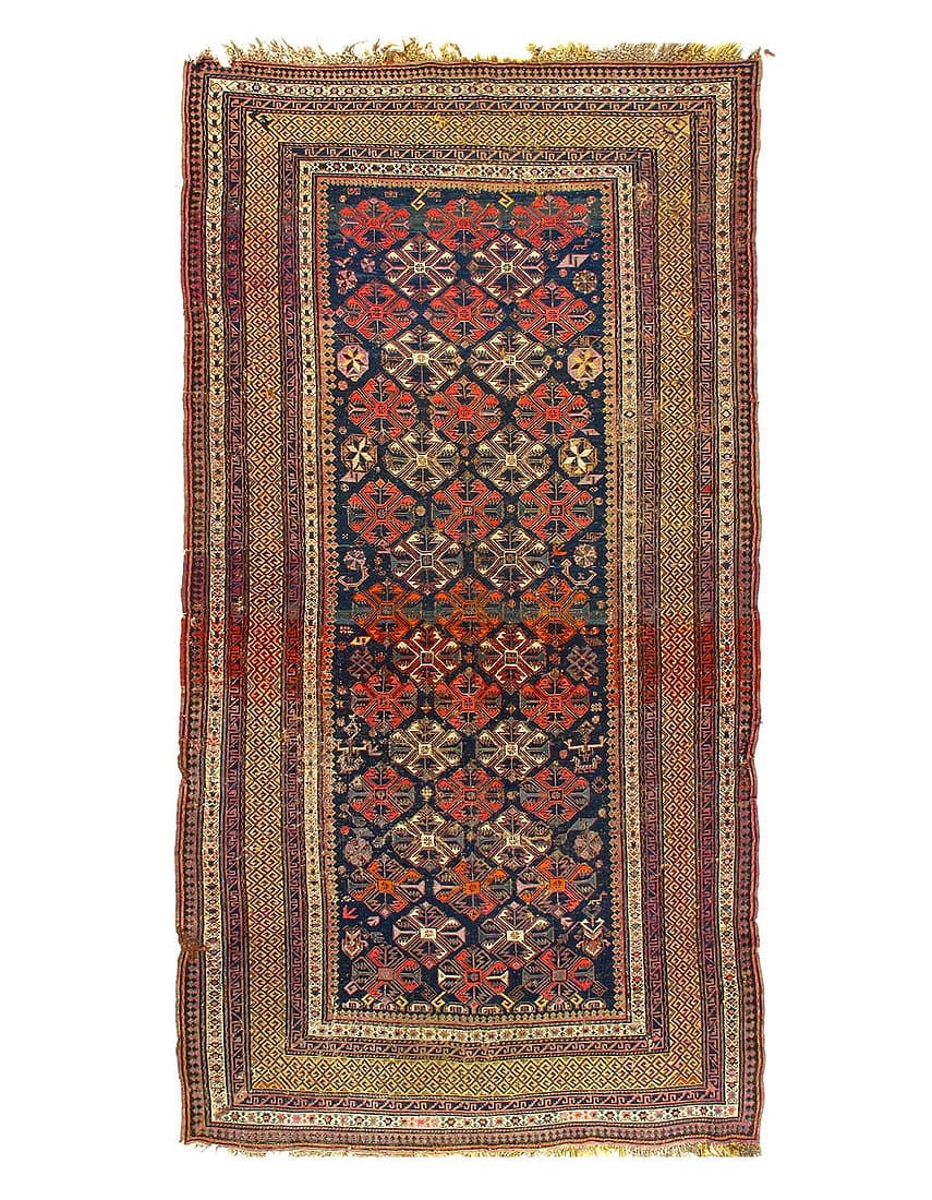 ANTIQUE 19Ct Caucasian SUMACH rug 5' X 9'4": ANTIQUE 19Ct Caucasian SUMACH rug 5' X 9'4" - circa 1880, Sumak, Hand-Woven, Lamb's Wool, 300 -D04615- 862.This item is part of our fine auction collection which includes many fine home accessories in