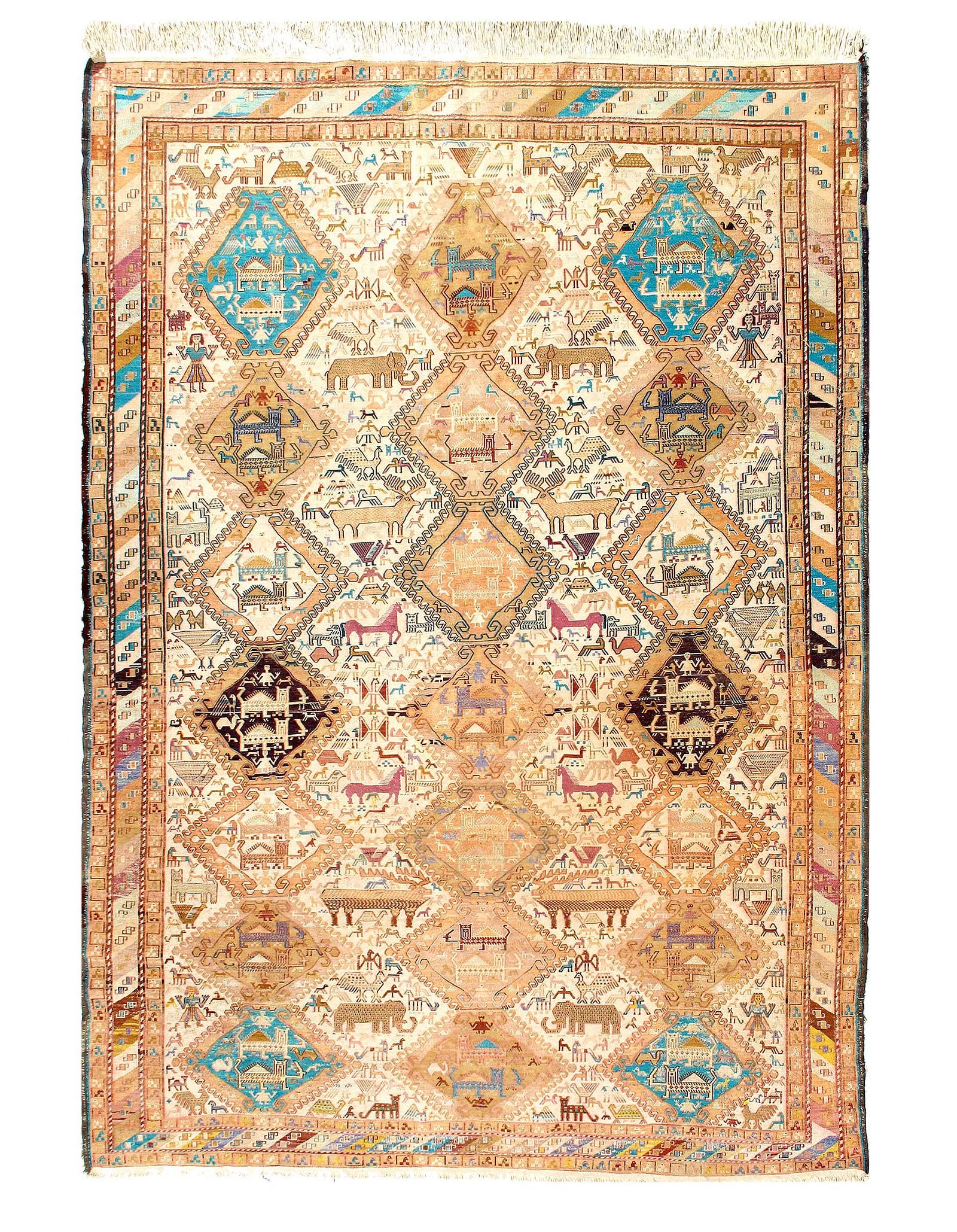 Handmade One-of-a-Kind Soumak Silk Rug 6'3'' X 9'2'': Handmade One-of-a-Kind Soumak Silk Rug 6'3'' X 9'2'' - 1980, Sumak, Flatweave, Pure Silk, 300 -D11414- 862.This item is part of our fine auction collection which includes many fine home accessories
