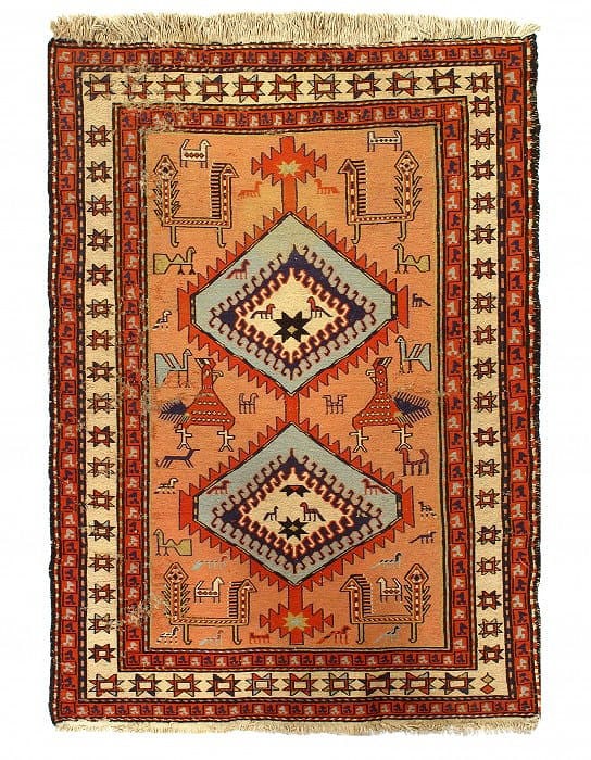 Vintage Persian Sumak - 4' x 6': Vintage Persian Sumak - 4' x 6' - Circa 1970, Sumak, Hand-Knotted, Lamb's Wool, 300 -D10900- 862.This item is part of our fine auction collection which includes many fine home accessories including an