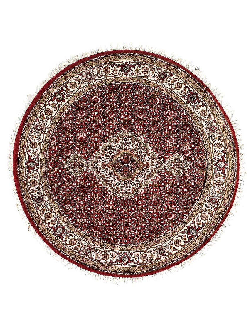 Tabriz Mahi Design Silk & Wool Rug 4' x 4': Tabriz Mahi Design Silk & Wool Rug 4' x 4' - New, Tabriz, Hand-Knotted, Lamb's Wool, 300 -D12537- 862.This item is part of our fine auction collection which includes many fine home accessories includi
