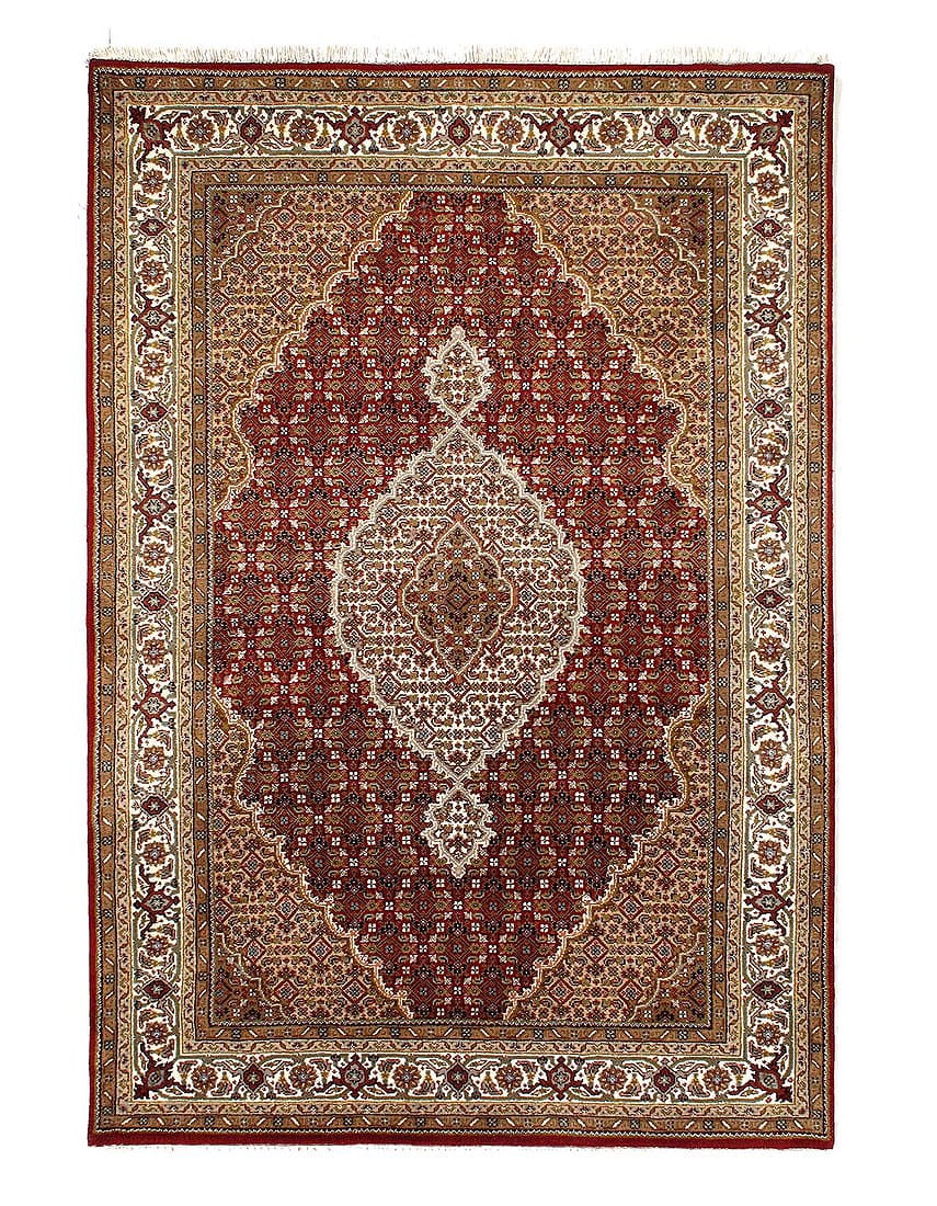 Tabriz Mahi Design Silk & Wool Rug 4'8" X 6'9": Tabriz Mahi Design Silk & Wool Rug 4'8" X 6'9" - New, Tabriz, Hand-Knotted, Lamb's Wool, 300 -D12533- 862.This item is part of our fine auction collection which includes many fine home accessories inc