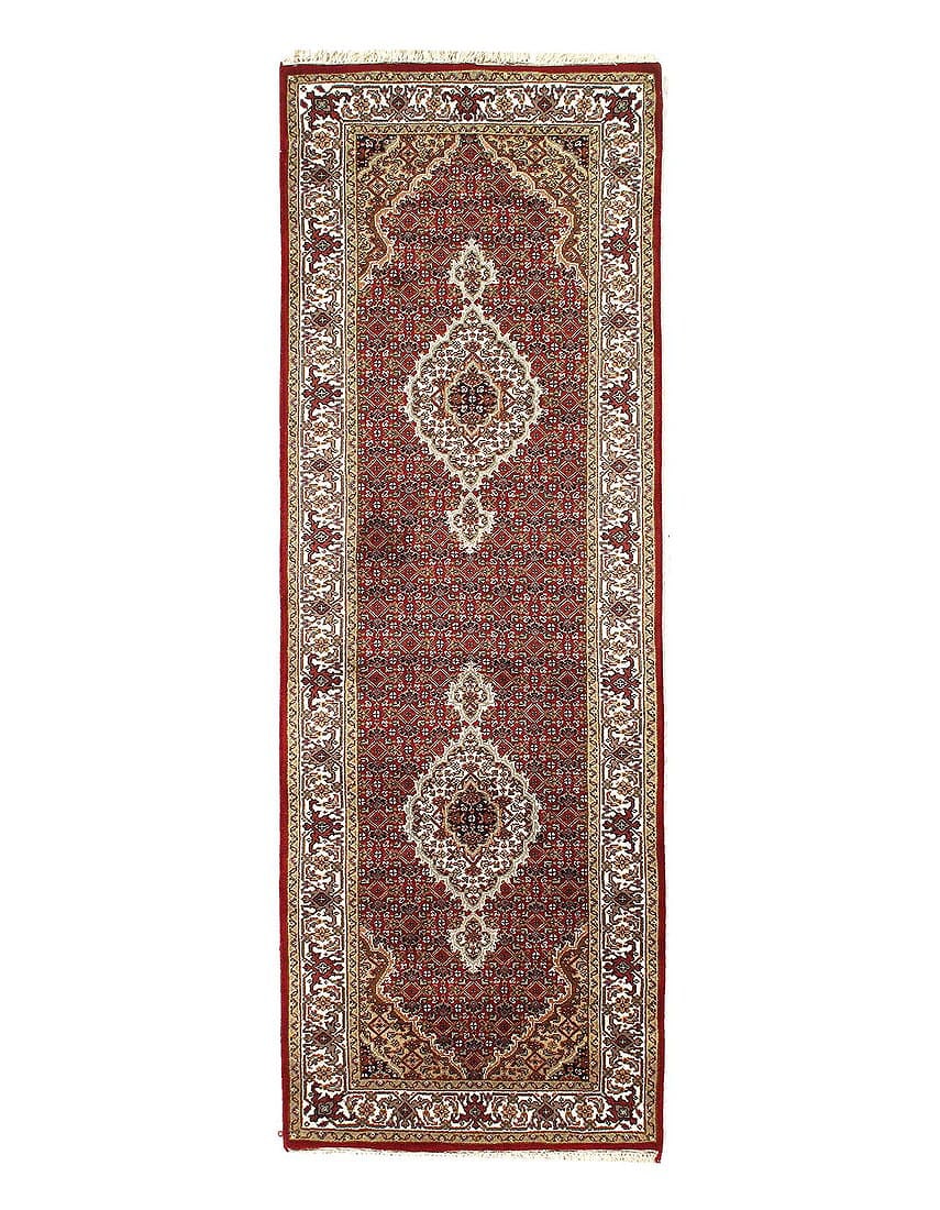 Tabriz Mahi Design Silk & Wool 2'8" X 8': Tabriz Mahi Design Silk & Wool 2'8" X 8' - NEW, Tabriz, Hand-Knotted, Wool & Silk, 300 -D12573- 862.This item is part of our fine auction collection which includes many fine home accessories including