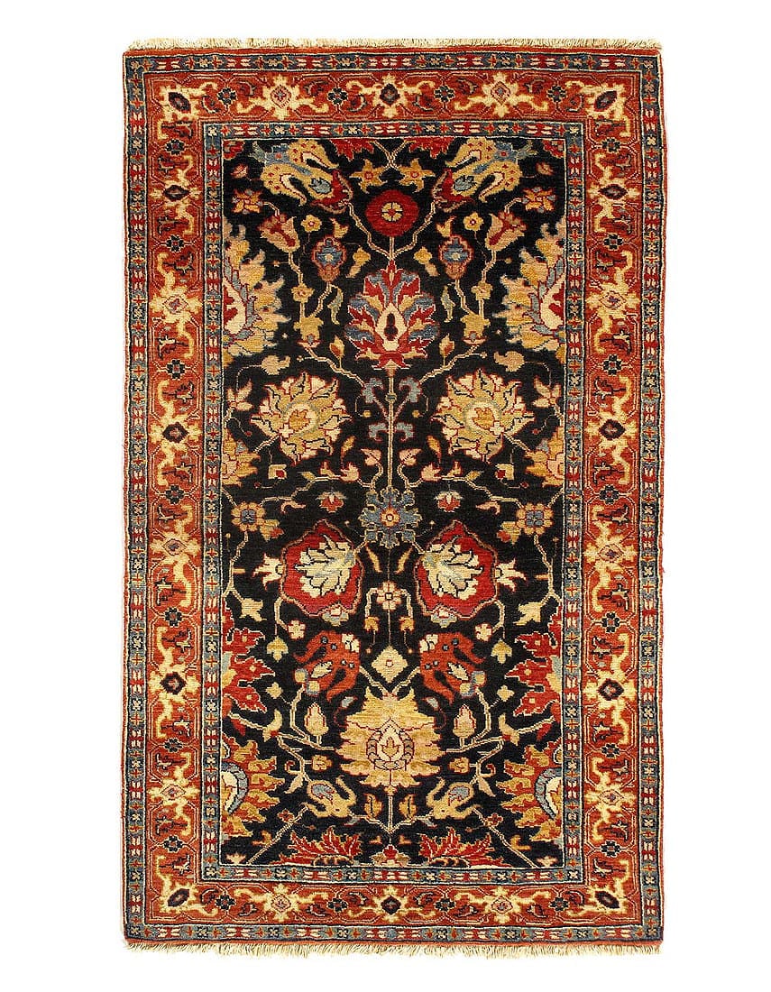 Navy Blue Color Fine Hand Knotted Persian Design Tabriz 3'x 5': Navy Blue Color Fine Hand Knotted Persian Design Tabriz 3'x 5' - NEW, Tabriz, Hand-Knotted, Lamb's Wool, 300 -D15184- 862.This item is part of our fine auction collection which includes many fine home