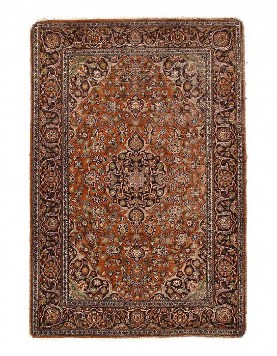 Rose Color Fine Hand knotted silk Tabriz rug 4'2"X 6'2": Rose Color Fine Hand knotted silk Tabriz rug 4'2"X 6'2" - CIRCA 1940, Tabriz, Hand-Knotted, V. Silk, 300 -D11976- 862.This item is part of our fine auction collection which includes many fine home acc