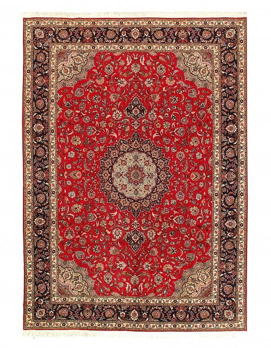 Red Persian Tabriz silk & wool 8'.3'' X 11'.8'': Red Persian Tabriz silk & wool 8'.3'' X 11'.8'' - New, Tabriz, Hand-Knotted, Wool & Silk, 300 -D07770- 862.This item is part of our fine auction collection which includes many fine home accessories in