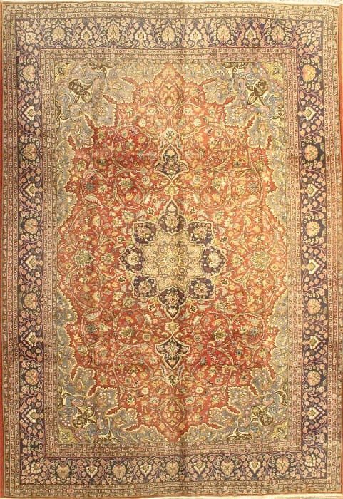 Rust Persian Tabriz Design 8'.3'' X 12'.2'': Rust Persian Tabriz Design 8'.3'' X 12'.2'' - circa 1960, Tabriz, Hand-Knotted, Lamb's Wool, 300 -D07725- 862.This item is part of our fine auction collection which includes many fine home accessories